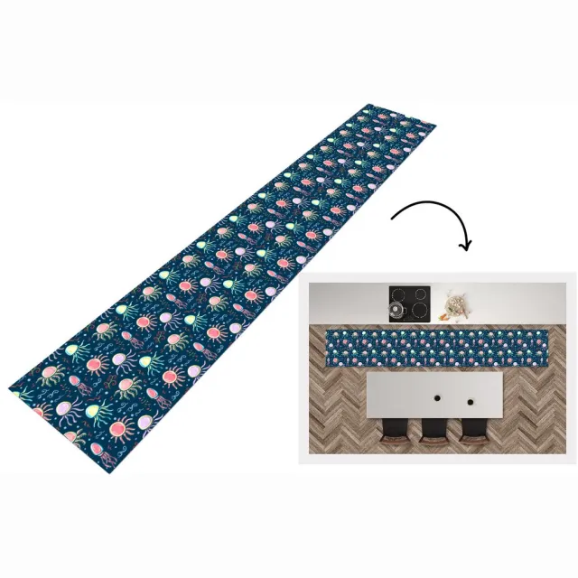 KitchenYeah Keukenloper - Loper keuken - Design - Dieren - Kwallen - 300x50 cm - Keukenloper vinyl Multicolor