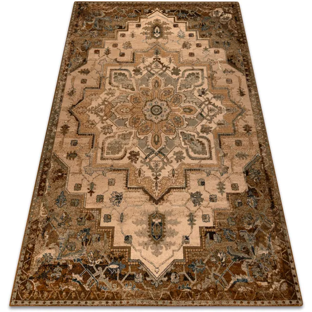 RUGSX Kleden Rugsx Wollen tapijt OMEGA ABBAS Vintage, rozet kamel 200x300 cm Beige