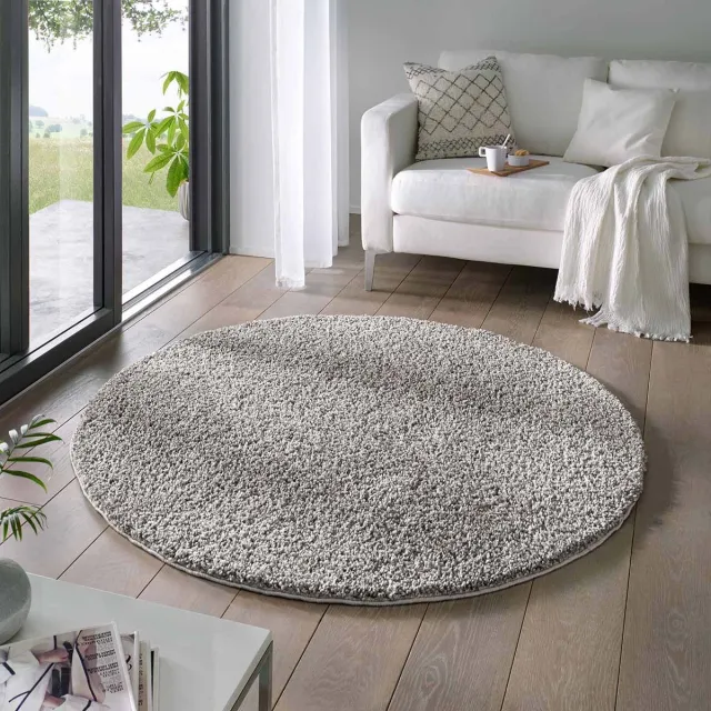 Tapeso Rond hoogpolig vloerkleed - Classic grijs 120