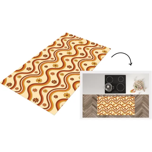 KitchenYeah Keukenloper - Keukenmat vinyl Vintage - Patronen - Bloemen - Regenboog - Keukenmatten loper - Keuken vloerkleed tapijt