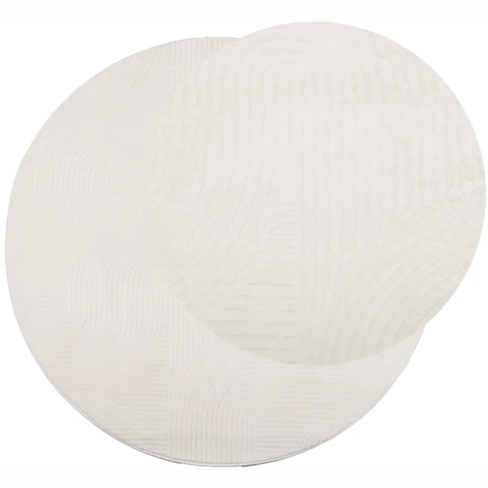 vidaXL Vloerkleed IZA laagpolig Scandinavisch Ø 160 cm crèmekleurig