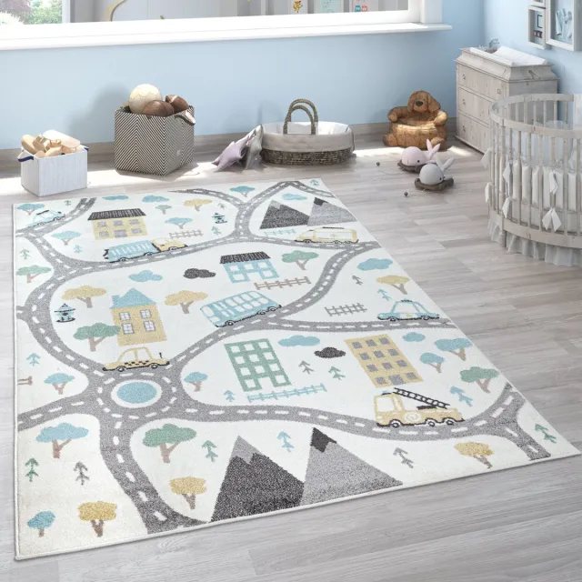 flycarpets Kinderkamer Vloerkleed - Ninaro - Stad - Creme