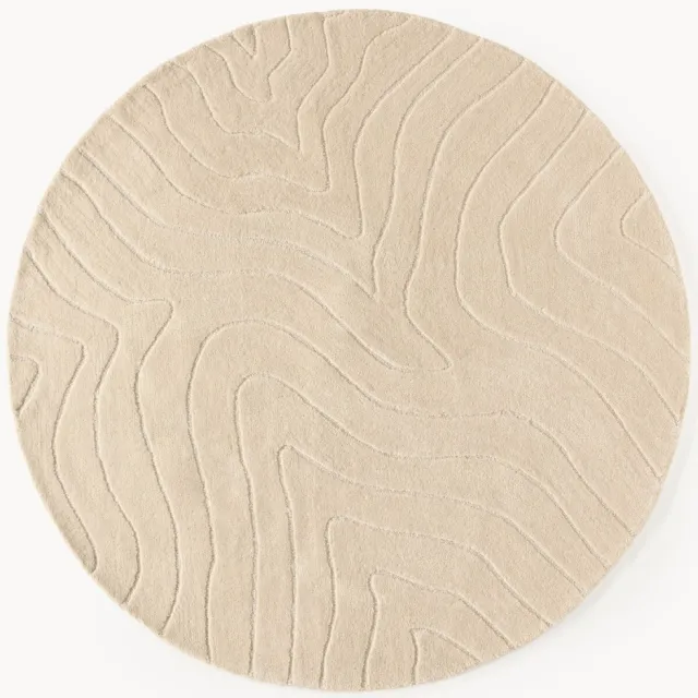 Westwing Collection Rond handgetuft wollen vloerkleed Aaron Beige