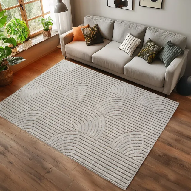Ayyildiz Helix Japandi Vloerkleed Creme 120x170 cm – Effen Laagpolig Tapijt – Modern Scandinavisch Design voor Woonkamer en Slaapkamer
