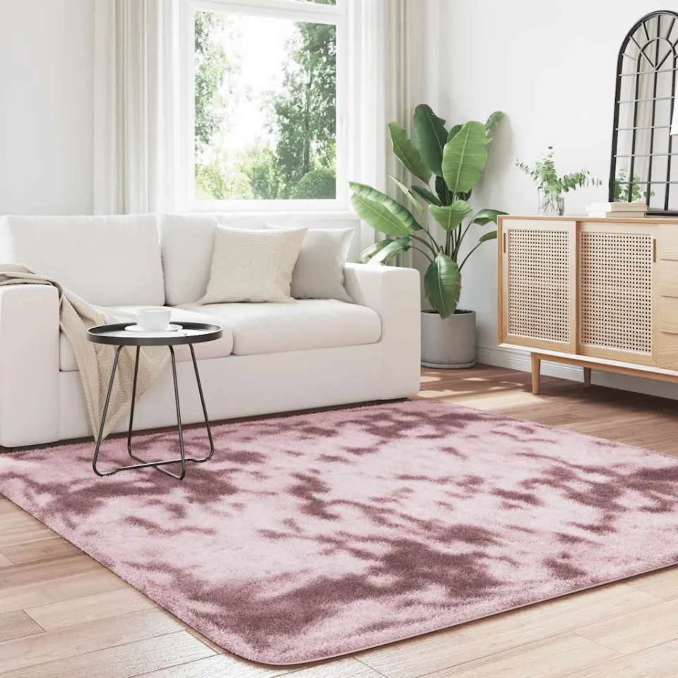 vidaXL Hoogpolig vloerkleed NAVARRA 200x200 cm polyester stoffig roze, foto 3