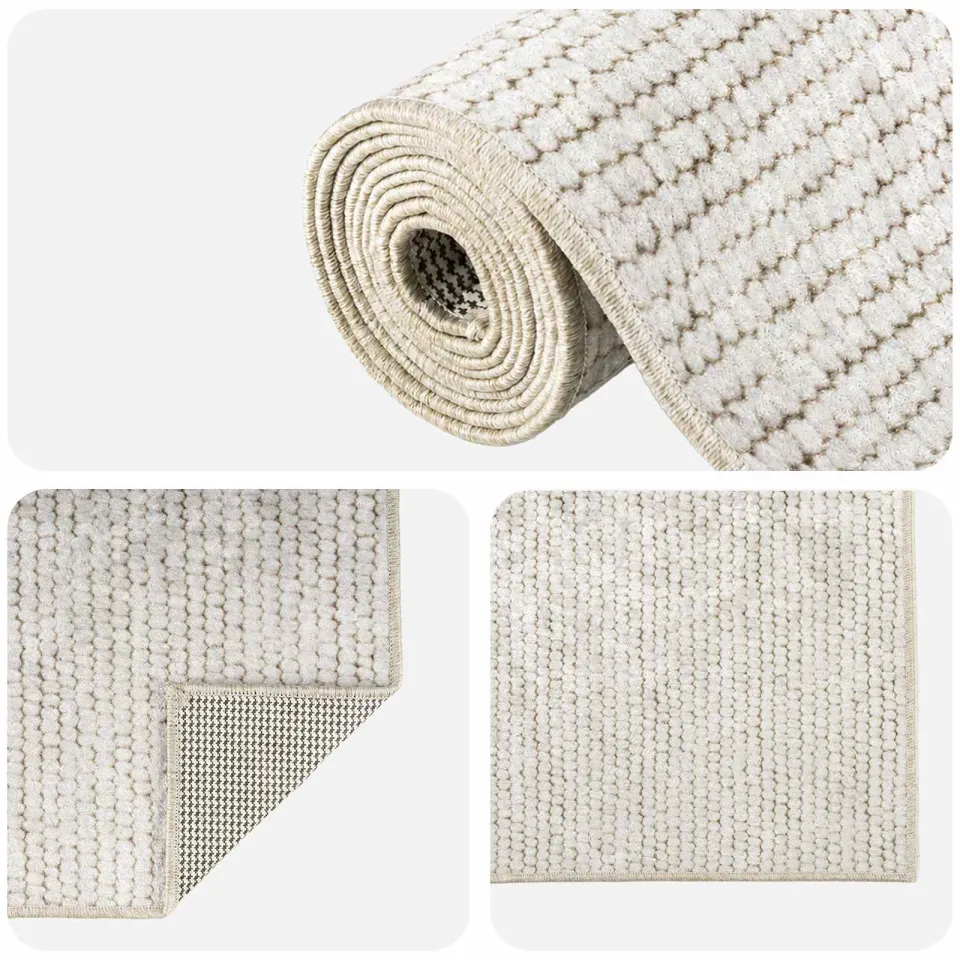 vidaXL Vloerkleed Crèmekleurig 100 x 150 cm 100% Polyester 3 mm, foto 4