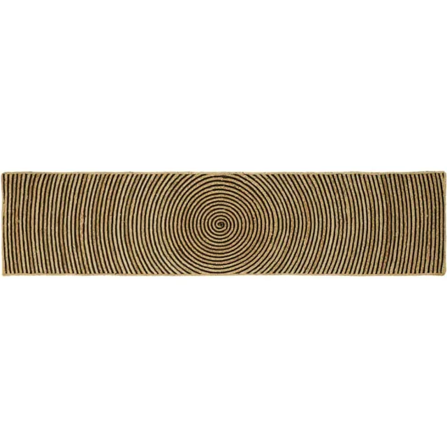 vidaXL Gebied - Tapijt - Naturel - en - Zwart - 60 - x - 250 - cm - Jute Naturel en Zwart