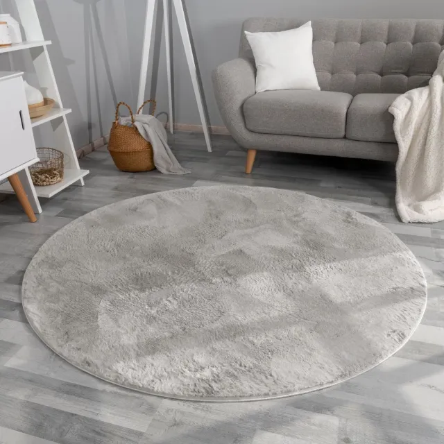TT Home Woonkamer hoogpolig tapijt imitatiebont moderne effen kleuren pluizig zacht grau 200 x 200 cm Rechthoek
