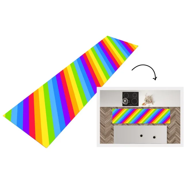 KitchenYeah Keukenloper - Loper keuken - Regenboog - Patronen - Pride - Keukenloper vinyl Multicolor