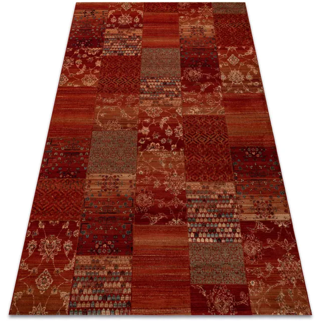 RUGSX Kleden Rugsx Wollen tapijt KASHQAI 4327 300 Lapwerk rode 160x240 cm Bordeau