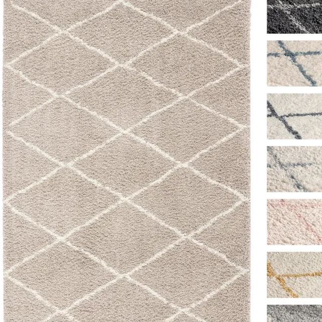 TESSO LIVING Vloerkleed Shaggy, Tapijt, Beige, Hoogpolig, 195cm x 290cm, Superzacht, Franjes, Berber stijl