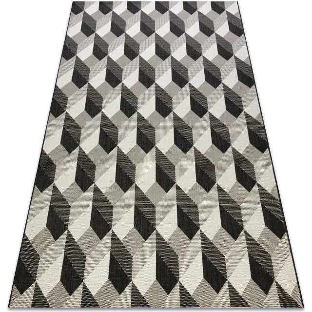 RUGSX Kleden Rugsx Sisal tapijt SISAL FLAT 48624/690 BLOKJES 3D 140x200 cm Zwart