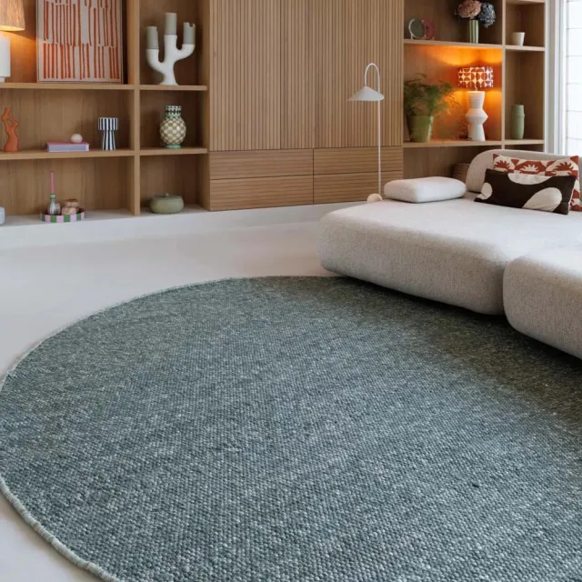 Nordic Weavers Rond wollen vloerkleed - Silvull groen 200