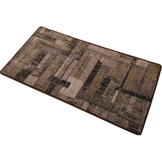 Multimat Loper Sufix Donkerbruin 65 × 130 cm – Geometrisch Dessin bruin