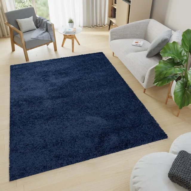 Tapiso Essence Vloerkleed Blauw Hoogpolig Shaggy Tapijt Maat- 240x330 Blauw 2
