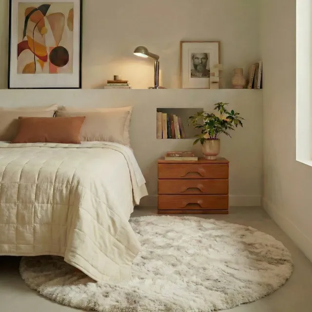 Rond Hoogpolig vloerkleed Extra Zacht Fluffy - Creme 160cm Mrcarpet