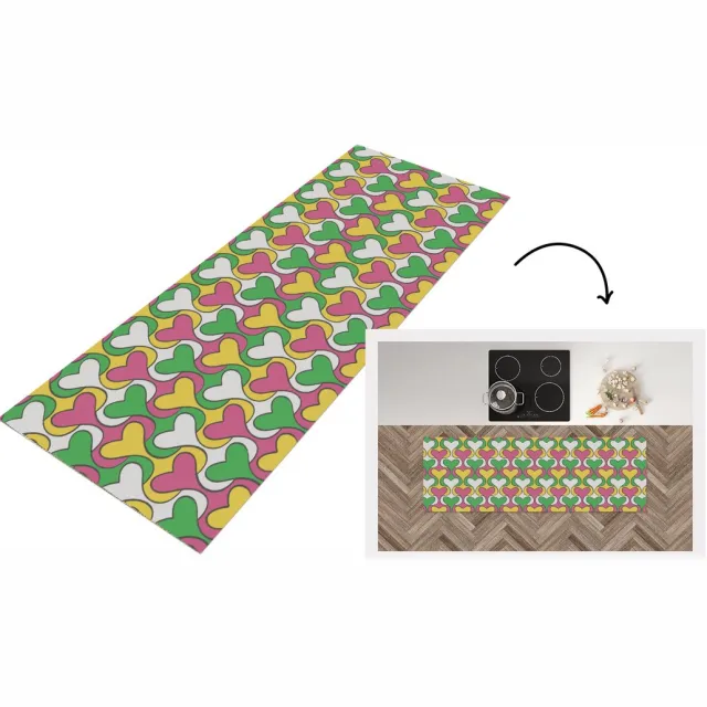 KitchenYeah Keukenloper 150x50 cm - Keukenmat vinyl Hart - Retro - Patronen - Keukenmatten loper - Keuken vloerkleed tapijt