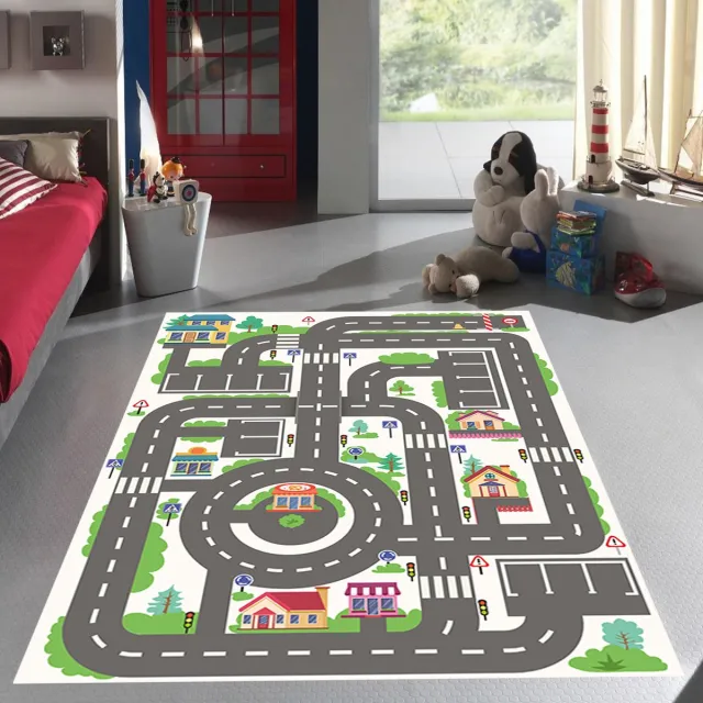 Zeo Wood Vloerkleed Kinderkamer - Speelkleed Baby - Speelmat - Speeltapijt - Tapijt voor Kinderkamer - 150*80 cm Grijs