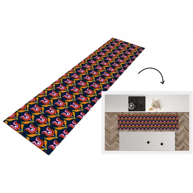 KitchenYeah Keukenloper - Keukenmat vinyl Retro - Tulp - Abstract - Design - Keukenmatten loper - Keuken vloerkleed tapijt