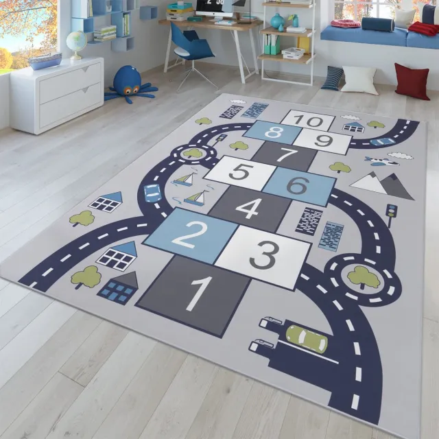TT Home Kinderkamertapijt tapijt jongen meisje kinderkamertapijt baby antislip straat 200 x 200 cm Rechthoek 200 x 200 cm Rechthoek grijs
