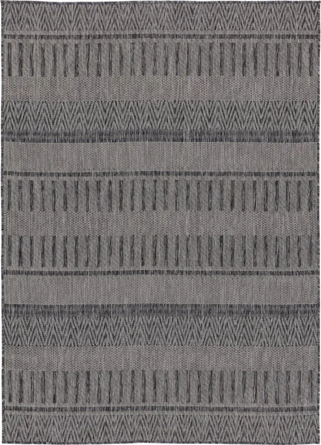 TESSO LIVING Vloerkleed voor binnen en buiten, Antislip, Balkon Terras Keuken, Boho Geometrisch -Donkergrijs - 200cm x 280cm - UV- en Weersbestendig, Modern Tuintapijt Boho - Donkergrijs