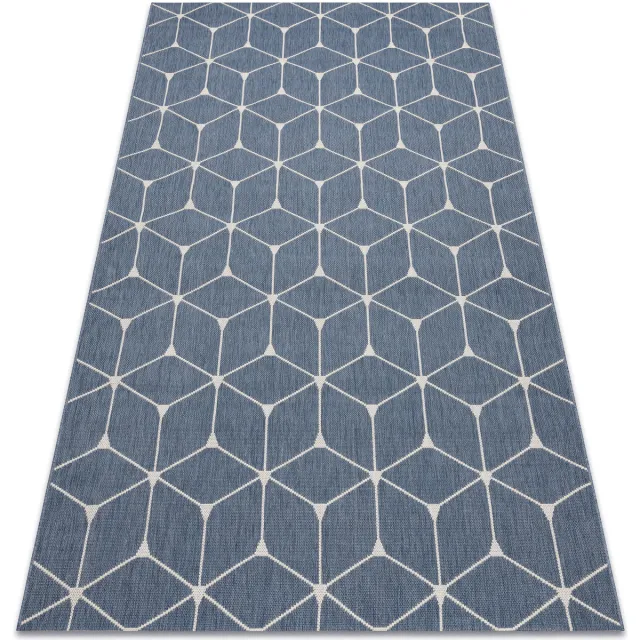 RUGSX Kleden Rugsx Sisal tapijt SISAL FLAT 48721/591 BLOKJES 3D 200x290 cm Blauw