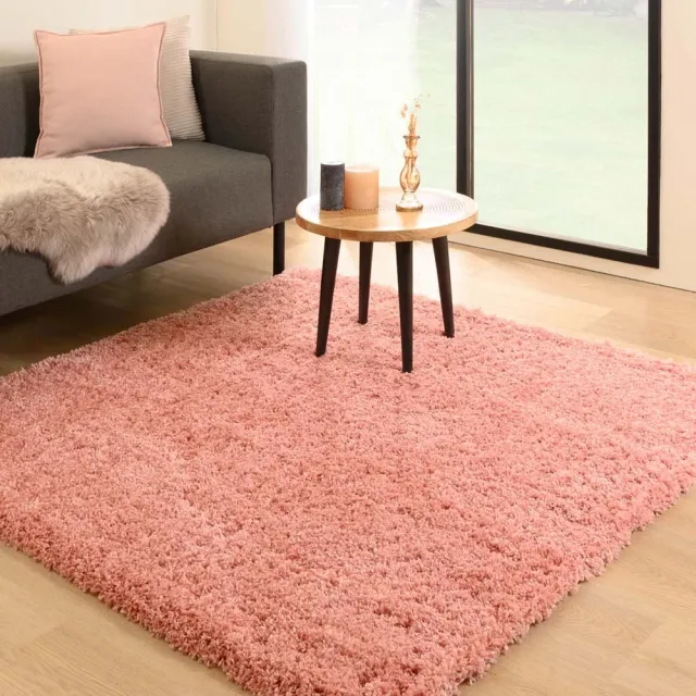 Tapeso Vierkant hoogpolig vloerkleed - Cozy Shaggy roze 160x160