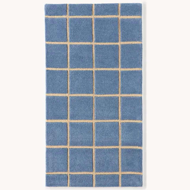 Westwing Collection Handgetuft hoog-laag wollen vloerkleed Kallie Blauw