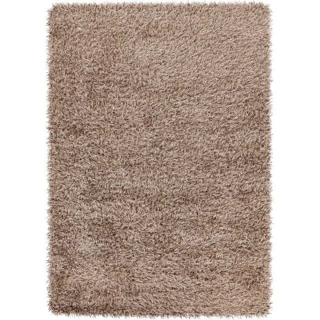 Padiro pluizig hoogpolig vloerkleed 120 x 180 cm - lichtbeige - modern effen ontwerp - met franjes - voor vloerverwarming - van polyester, modacryl en katoen