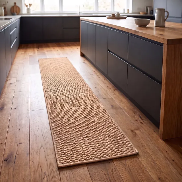 Vika Living Keukenloper - Laagpolig en Wasbaar - Beige - 200x45 cm