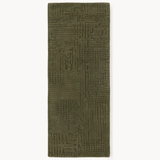 Westwing Collection Handgetufte hoog-laag wollen loper Merima Groen
