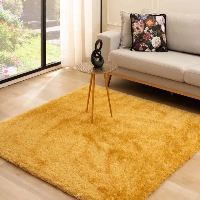 Tapeso Velvet vloerkleed vierkant - Posh goud 160x160
