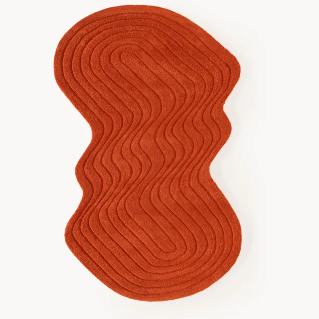 Westwing Collection Handgetuft wollen vloerkleed Aliza in organische vorm Oranje