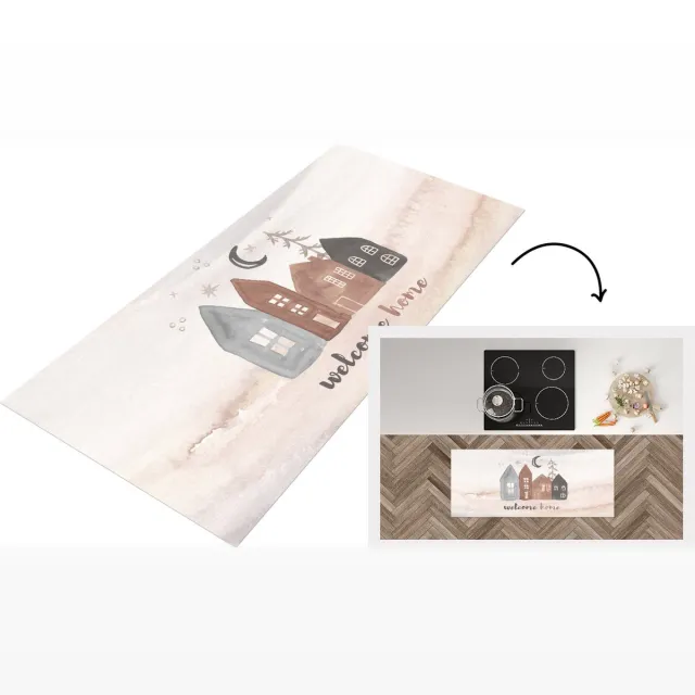 KitchenYeah Keukenloper - Loper keuken - Welkom Thuis - Winter - Huis - Keukenloper vinyl Multicolor