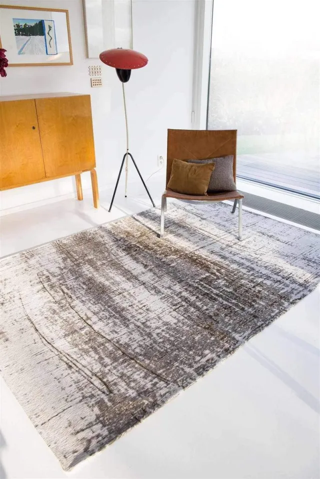 Louis de Poortere Wasbaar Binnen & Buiten Vloerkleed - 170 x 240 cm - Louis De Poortere Griff Concrete Jungle - Laagpolig Tapijt - Gerecycled PET - Made in Belgium - Circulair Beige