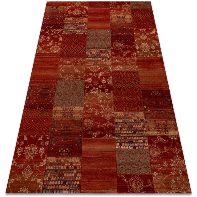 RUGSX Kleden Rugsx Wollen tapijt KASHQAI 4327 300 Lapwerk rode 200x300 cm Bordeau