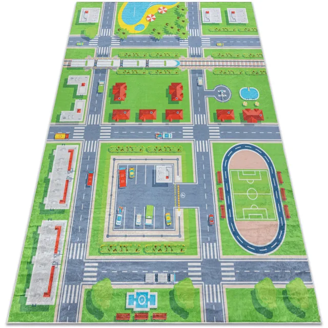 RUGSX Kleden Rugsx BAMBINO 2624 tapijt wasbaar Stad dieren voor 200x290 cm Groen