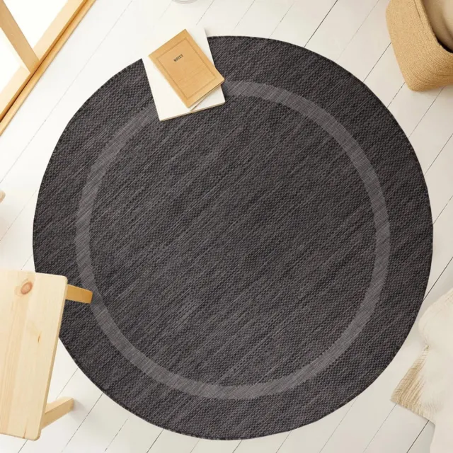 Relax Buitenkleed, effen kleur - gewoon zwart, kleed voor terras, balkon, keuken, polypropyleen achterkant, afmeting: 200 cm rond