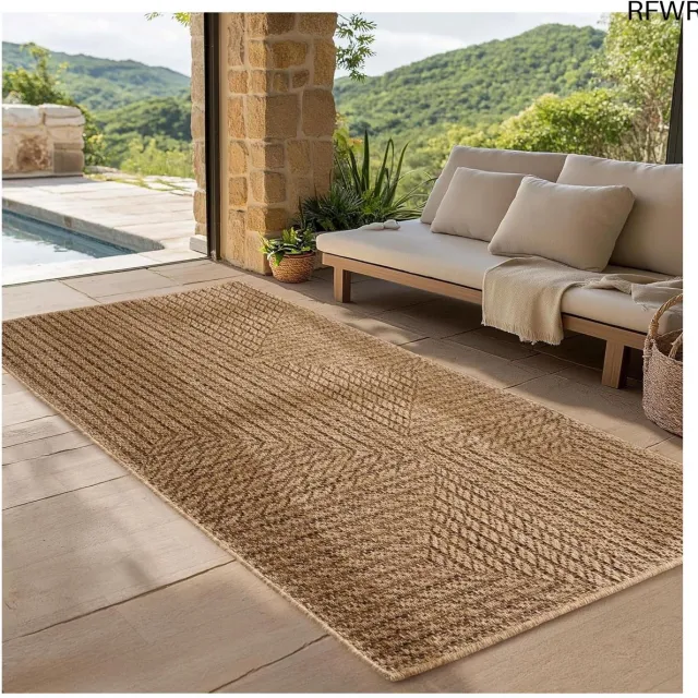 RFWR Robuust weerbestendig vloerkleed voor binnen en buiten - Jute-look 80x150 cm Beige
