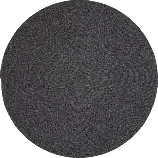 TESSO LIVING Vloerkleed voor binnen en buiten - Omkeerbaar - Sisal look - Weersbestendig - Woonkamer Balkon Keuken - Handgemaakt - Tuintapijt - Modern Boho Jute Stijl - Antraciet - Ø160cm Rond