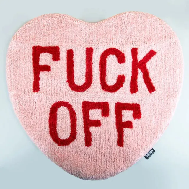 Bitten Badmat Fuck Off Hart - vloerkleed Roze