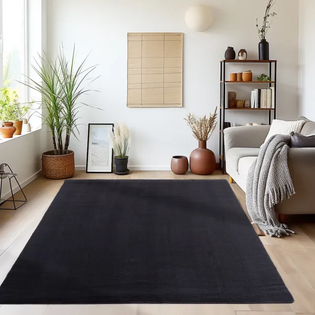 Muratap Sky Soft Uni Basic - Vloerkleed - Laagpolig - Effen Kleur - Zwart - Woonkamer Tapijt - Anti-Slip Rug- 80x150 CM