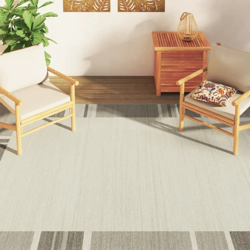 vidaXL Vloerkleed voor binnen buiten laagpolig 190x300 cm meerkleurig taupe, foto 3