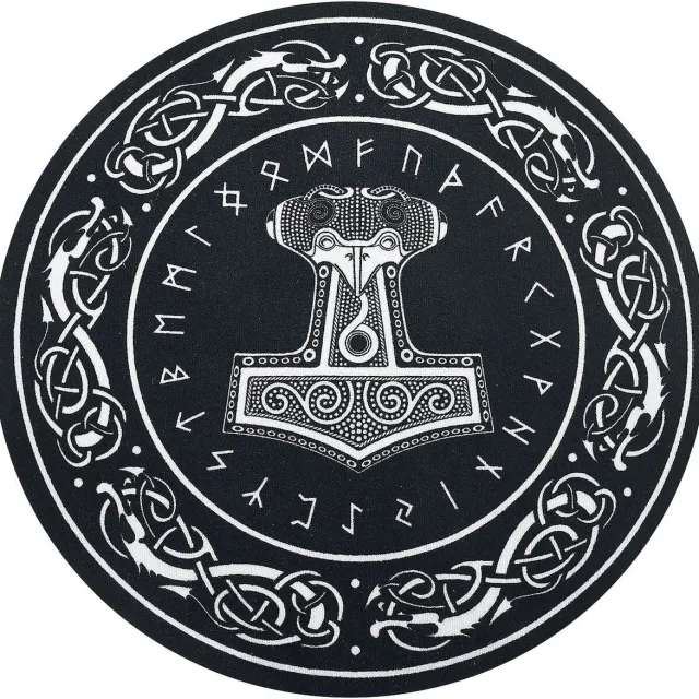 Thor's Hammer Unisex Vloerkleed - zwart - 60 cm