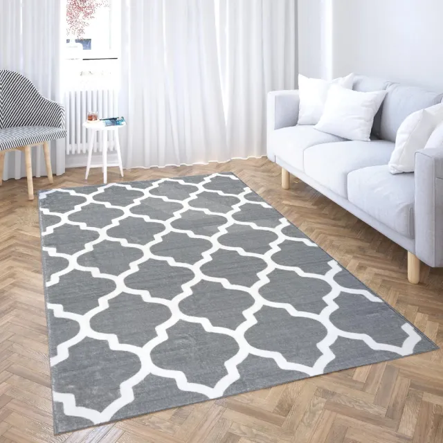 Unyqoos Moderne en Elegante Kortpolige Vloerkleed voor Woonkamer en Slaapkamer, 60 x 120 cm, Grijs met Witte Decoratie
