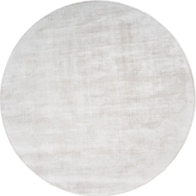 Veer Carpets Vloerkleed Cos Ivory - Rond ø200 cm - Luxe Viscose Design Vloerkleed met Zijdezachte Glans Wit