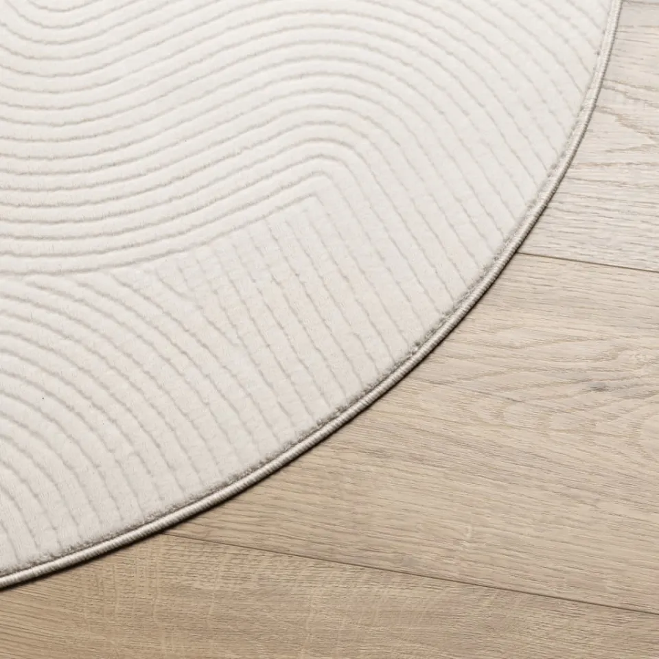 vidaXL Vloerkleed IZA laagpolig Scandinavisch Ø 80 cm crèmekleurig, foto 3