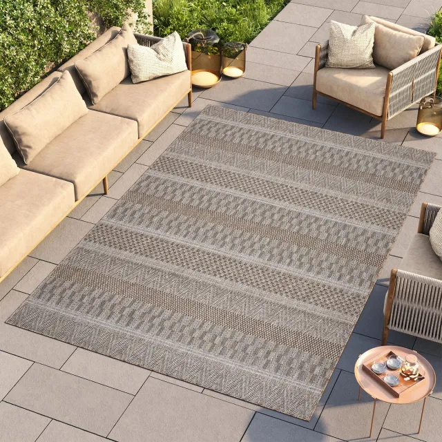Tapiso Melissa Vloerkleed voor Balkon Tuin Terras Bruin Indoor Outdoor Tapijt Maat- 160x230 Bruin 3