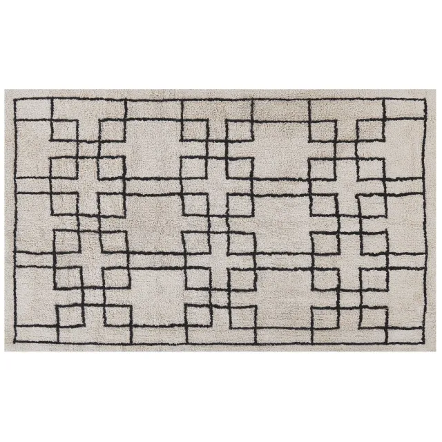 Beliani TURHAL - Laagpolig vloerkleed - Beige - Katoen