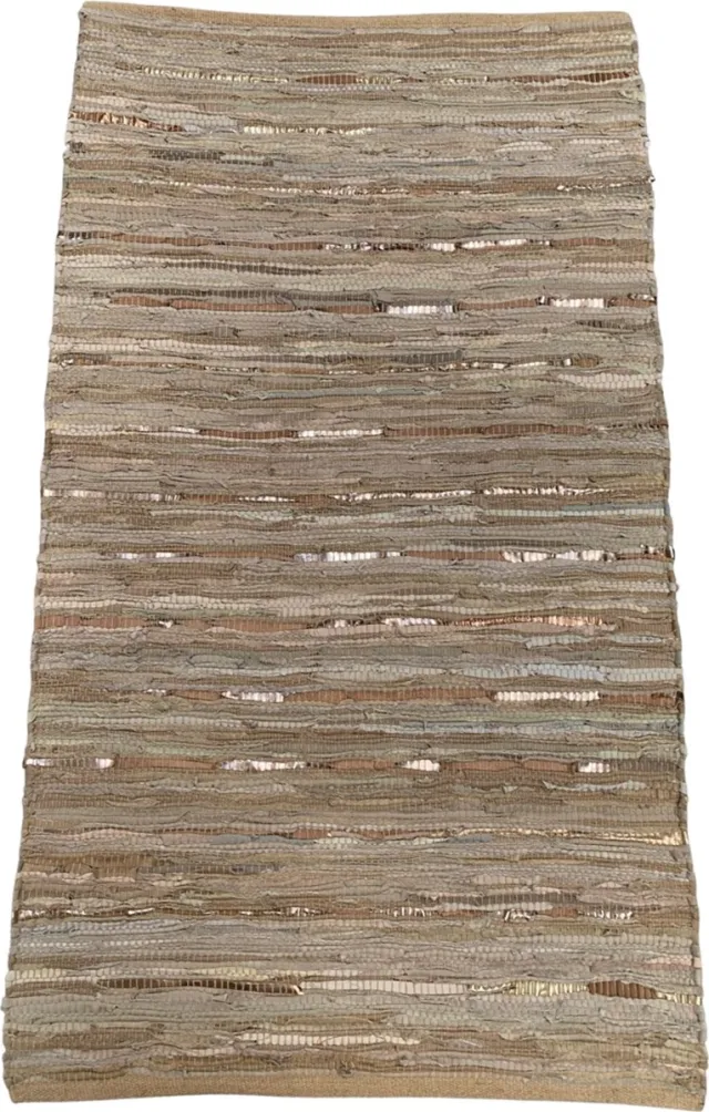 Rocaflor Vloerkleed- gerecycled- leer- beige - 200x300cm Beige goud koper